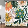 Boho Floral Shower Curtain, Abstract Mid Century Morden Bohemian Decor Bath Curtains, Botanical Flowers Tropical Leaves Waterpro