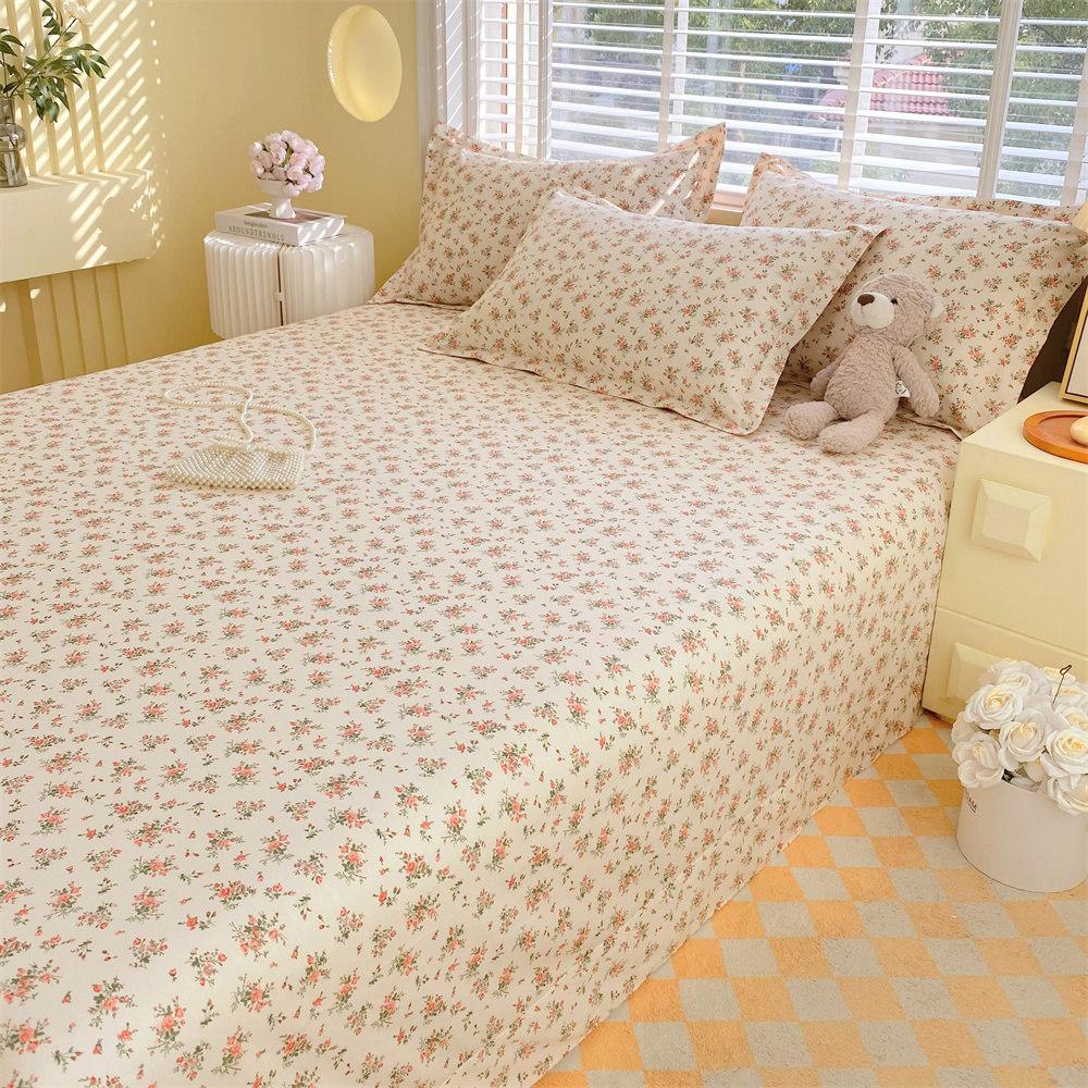 Cotton Bed Flat Sheet for Double Bed Plain Top Sheets Single/Queen/King Flowers Flat Bedsheets Soft Home Bed Linen Sheets