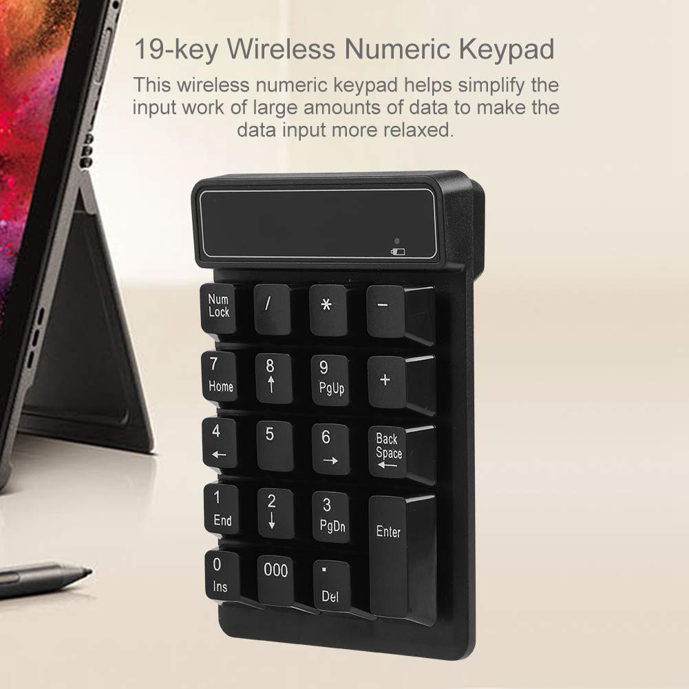 Richer-R Numeric Keypad, 2.4GHz Wireless Digital Number Keyboard, Bluetooth 19-Key Wireless Keyboard, Mini Keyboard, USB Numeric Keypad for Touch