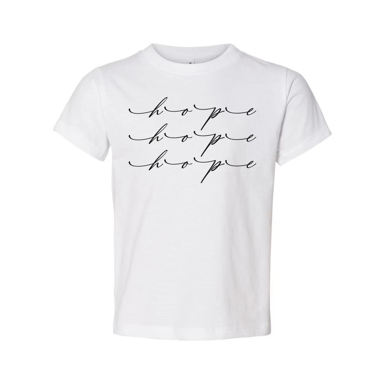 Christian Unisex T Shirt With Repeating Hope Script Typography Across The Chest S