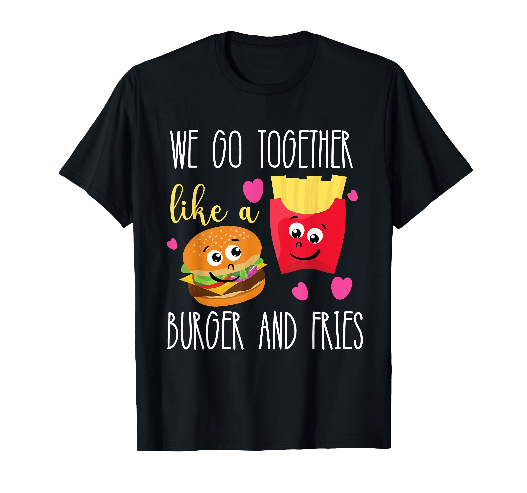 

Cute cheeseburger and french fries design and women s children s T-shirt чёрный