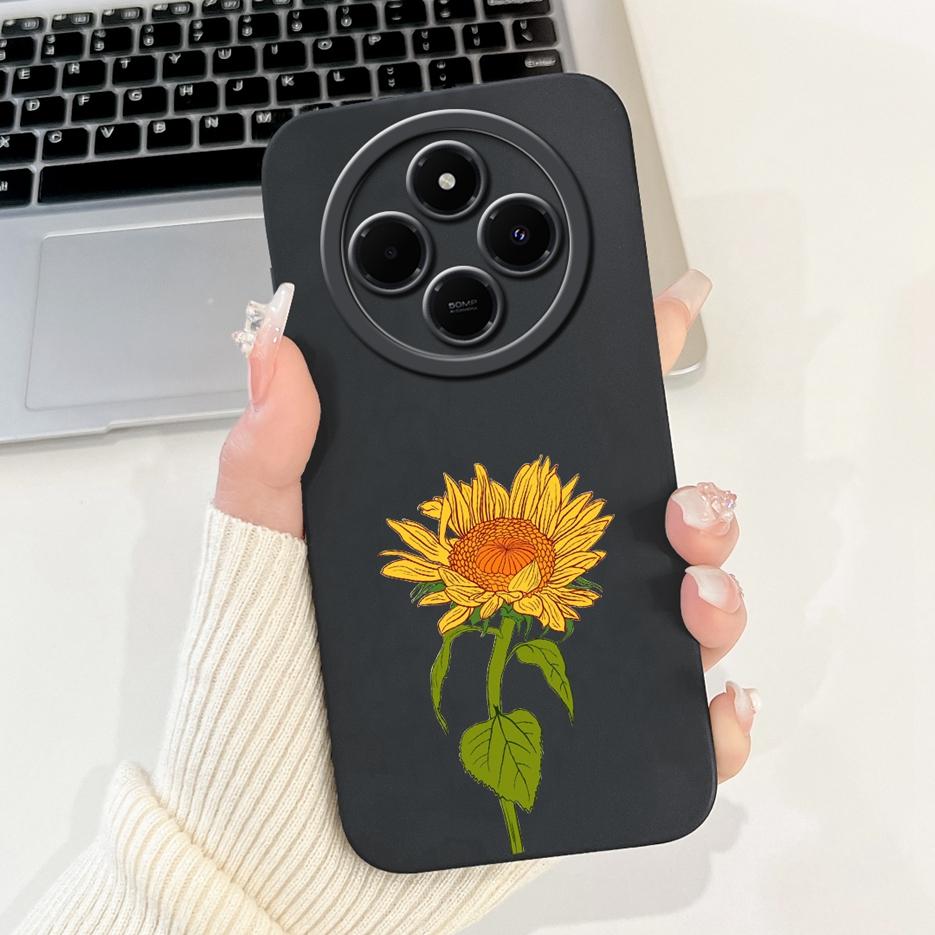 Für Xiaomi Redmi 14C Hülle Stylische Sonnenblume Hübsche Mädchen Rückabdeckung Weiche TPU Handyhülle Für Xiaomi Poco C75 C 75 Redmi14C Fundas