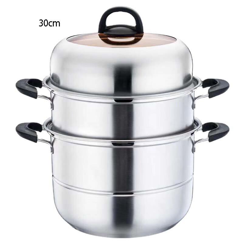 Triceratops 30cm Thickened 3-Layer 304 Stainless Steel Steamer Pot