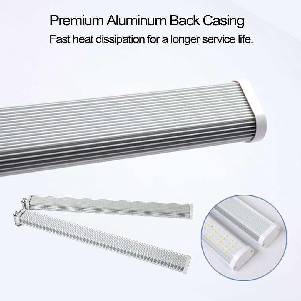 JCBritw Adjustable Dual-Head LED Grow Light, T12, White 6500K Full Spectrum, for Indoor Plants, Succulents, Houseplants, Hydroponics, Vegetable Grower