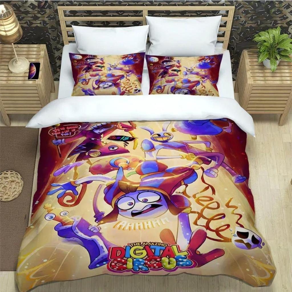 3D Print Digital Circus Bedding Sets Anime The Amazing Digital Circus Duvet Cover Set For Boys Girls Twin Queen King Size