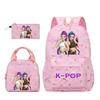 KPop Demon Hunters Character Colorful Backpack Three-Piece Set Rumi Mira Zoey HUNTR/X Saja Children'S Large Capacity Schoolbag