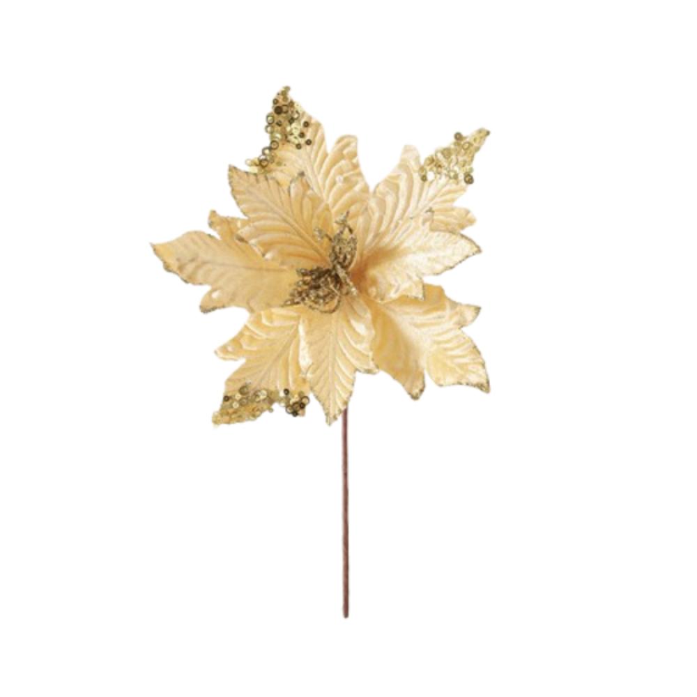 

Sequins Christmas Poinsettia Glitter Flower 25cm Christmas Tree Ornaments Holiday Festival Decor золотой