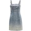 ONLY 2024 Autumn Retro Washed Gradient Denim Suspender Mini Dress