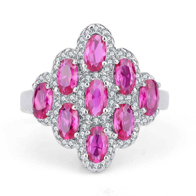 Korean version ins gradual change of color geometric simulation color treasure creative women's diamond women's ring