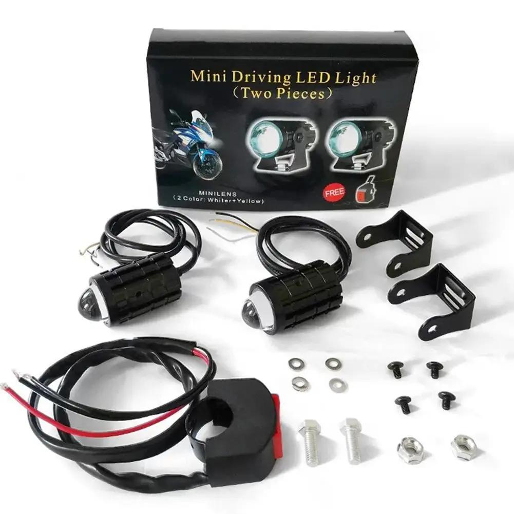 1set Universal Motorcycle Led Headlight Mini Projector Driving Fog Atv Light Dual Car Color Auxiliary Spotlight Lens Scoote O2i6