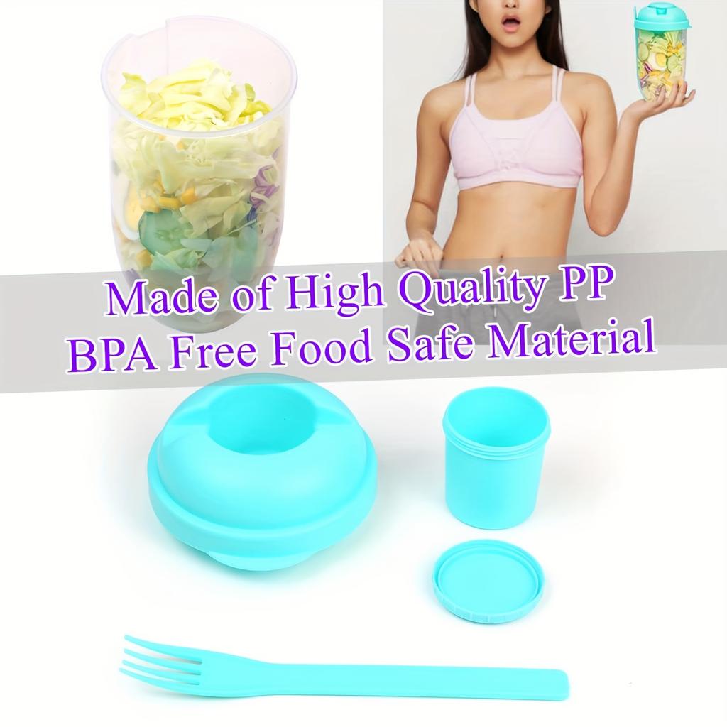 1pc, Salad Cup, Salad Meal Shaker Cup, Plastic Healthy Salad Container Wih Fork, Salad Dressing Holder, Salad Cup For Picnic Lunch Breakfast