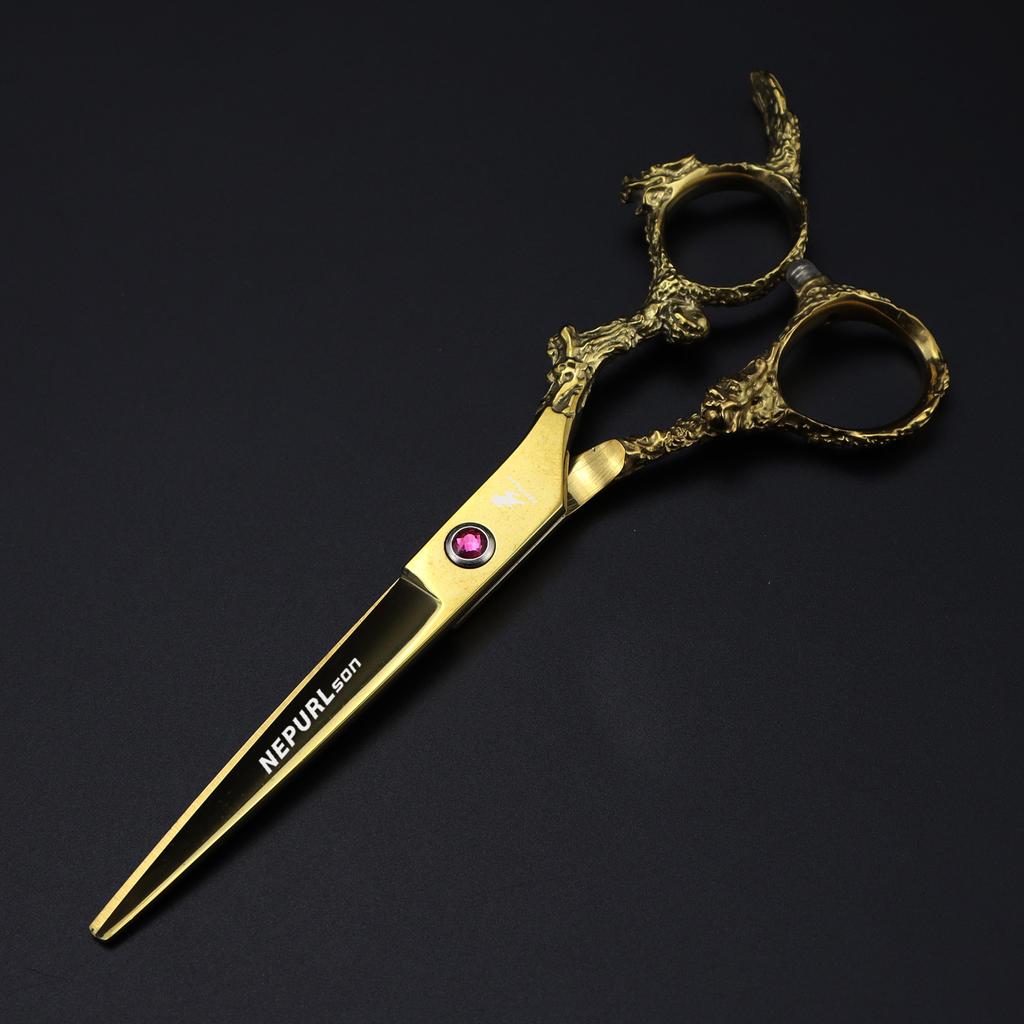 6.0 Inch, Golden Dragon Handle, Hair Scissors, Hair Scissors, Flat Scissors, Bangs Scissors, Tooth Scissors, Thin