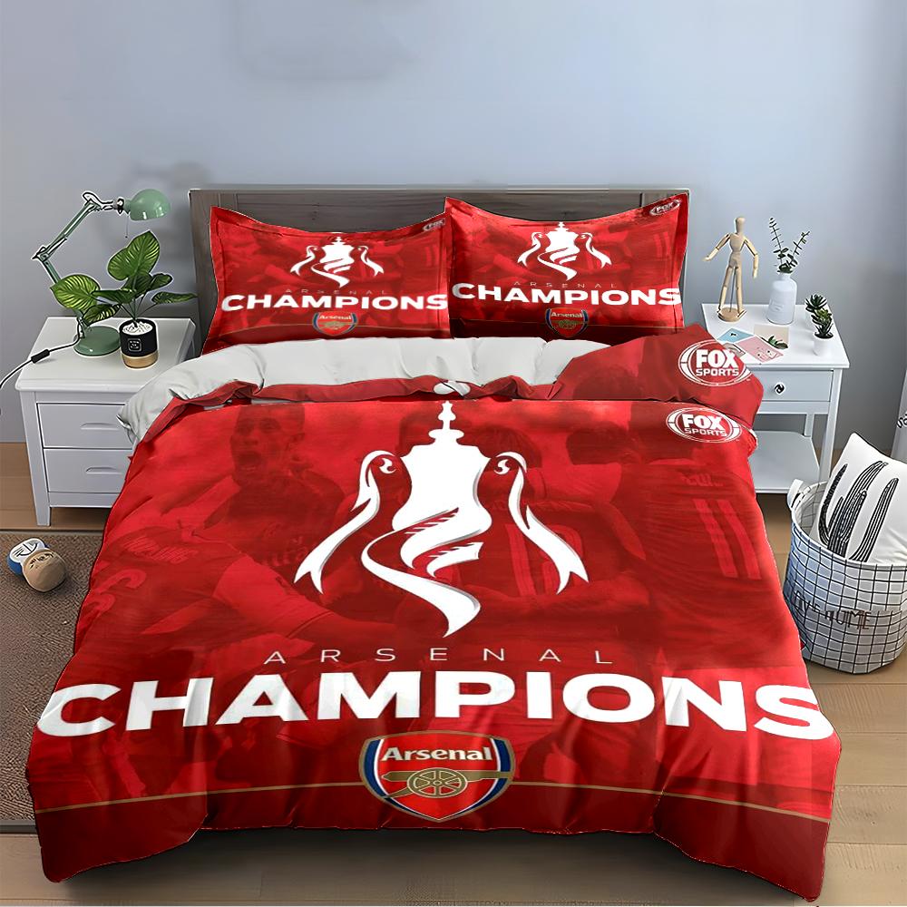 Arsenal Champions Red Set Bedding Duvet Cover Set Duvet Cover Pillowcases Home Decor (1 * Duvet Cover 2 * Pillowcases, without duvet insert)