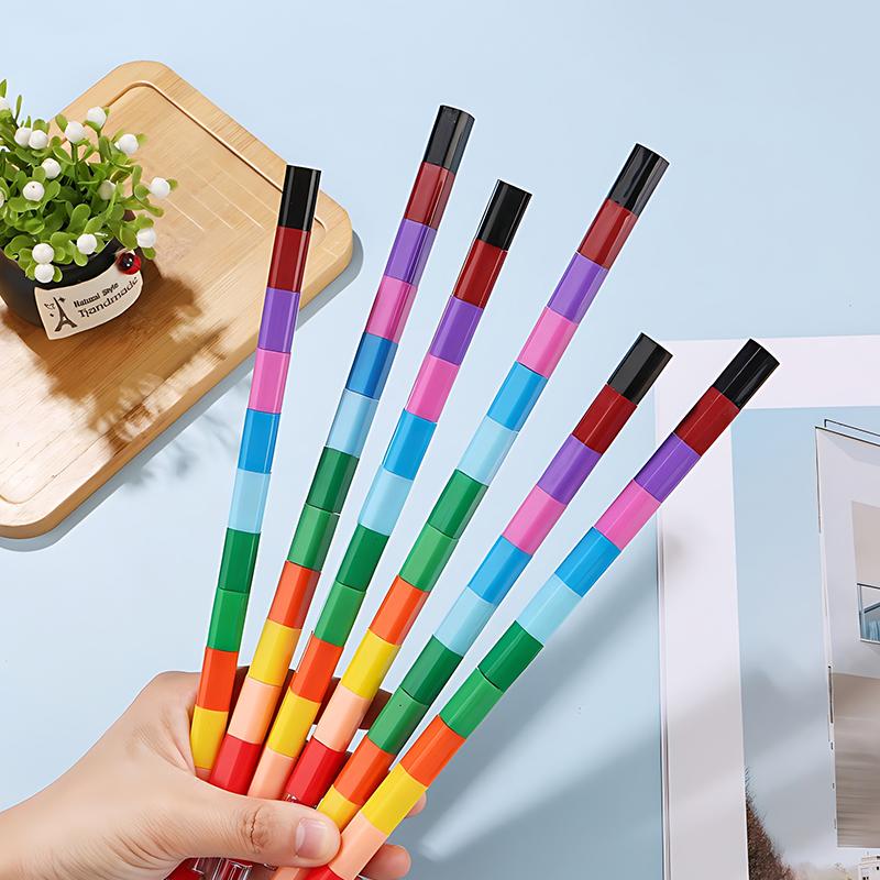 12/24/36 STÜCKE Stapelbare Wachsmalstifte 12-Farben Regenbogen Baustein Malstifte Schule Kunstunterricht Belohnungen Geburtstagsfeier Souvenir ZYF