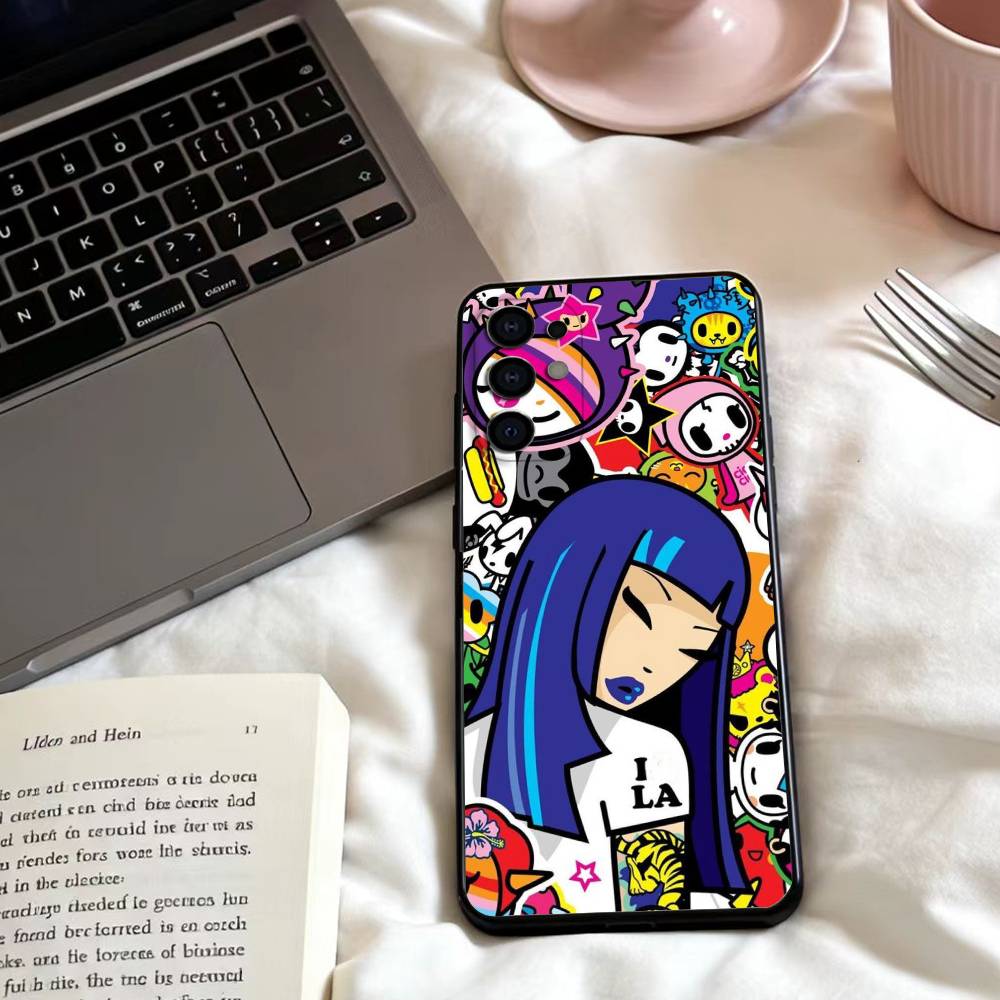 Sweet Edgy Vibe T-Tokidoki Art Phone Case For Samsung S25,24,23,22,30,21,10,9,Ultra,Plus,Lite,FE,4,5 G Soft Black Case