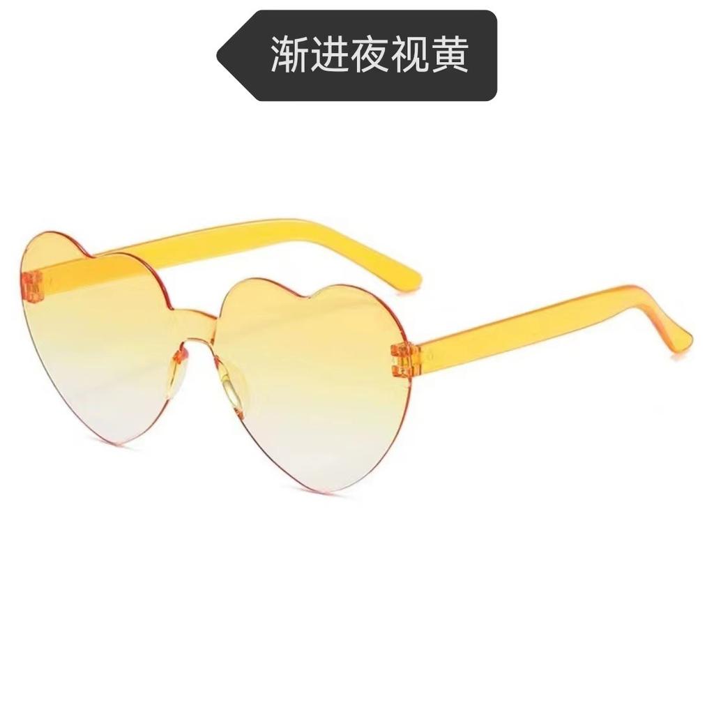 Peach Heart Sunglasses Love Glasses Trend Frameless One-Piece Marine Film Dazzling Color Sunglasses