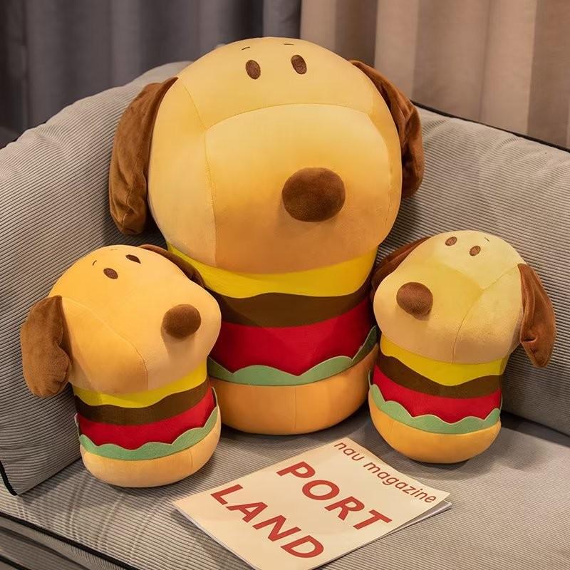 Dog Plush Hamburger Toy Cartoon Stuffed Animal Doll Bedroom Decoration Gift