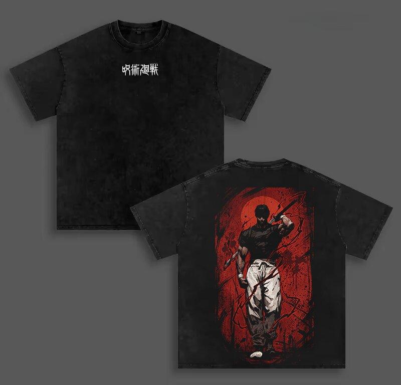 Fushiguro Toji Jujutsu Kaisen T-shirt Anime Washed Y2k Tee Shirt Summer Short Sleeve 100% Cotton Tshirt For Men's Clothing Tops