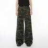 | American Cleanfit Vintage High Street Camouflage Straight Wide Leg Mopping Jeans Tide