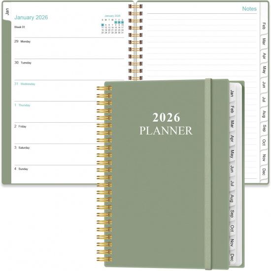 2026 Planner - Weekly & Monthly Planner from January 2026 - December 2026, Planner 2026 with Flexible Cover, Tabs, Inner Pocket, 6.4" x 8.5", Black
