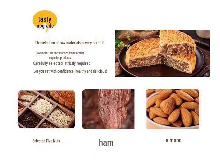 Snowy Yolk Lotus Seed Paste & Five Nuts BBQ Pork Mooncake - Extra Large, Egg Yolk, Old-Fashioned Style