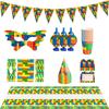 Complete Kids Birthday Celebration Tableware Set With Colorful Plates Cups Flags And Fun Party Supplies