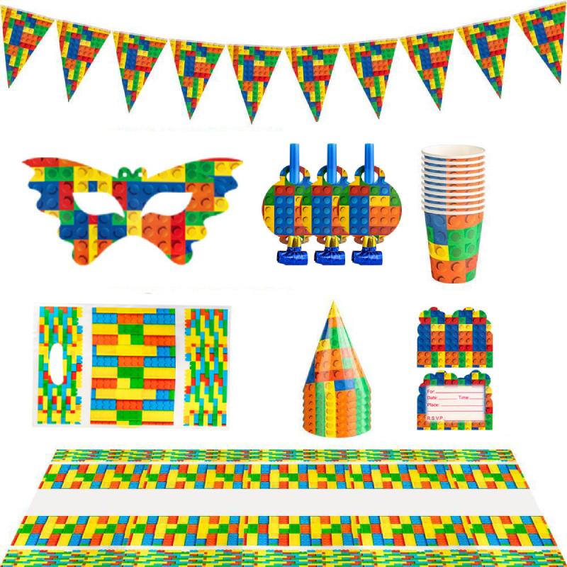 Complete Kids Birthday Celebration Tableware Set With Colorful Plates Cups Flags And Fun Party Supplies