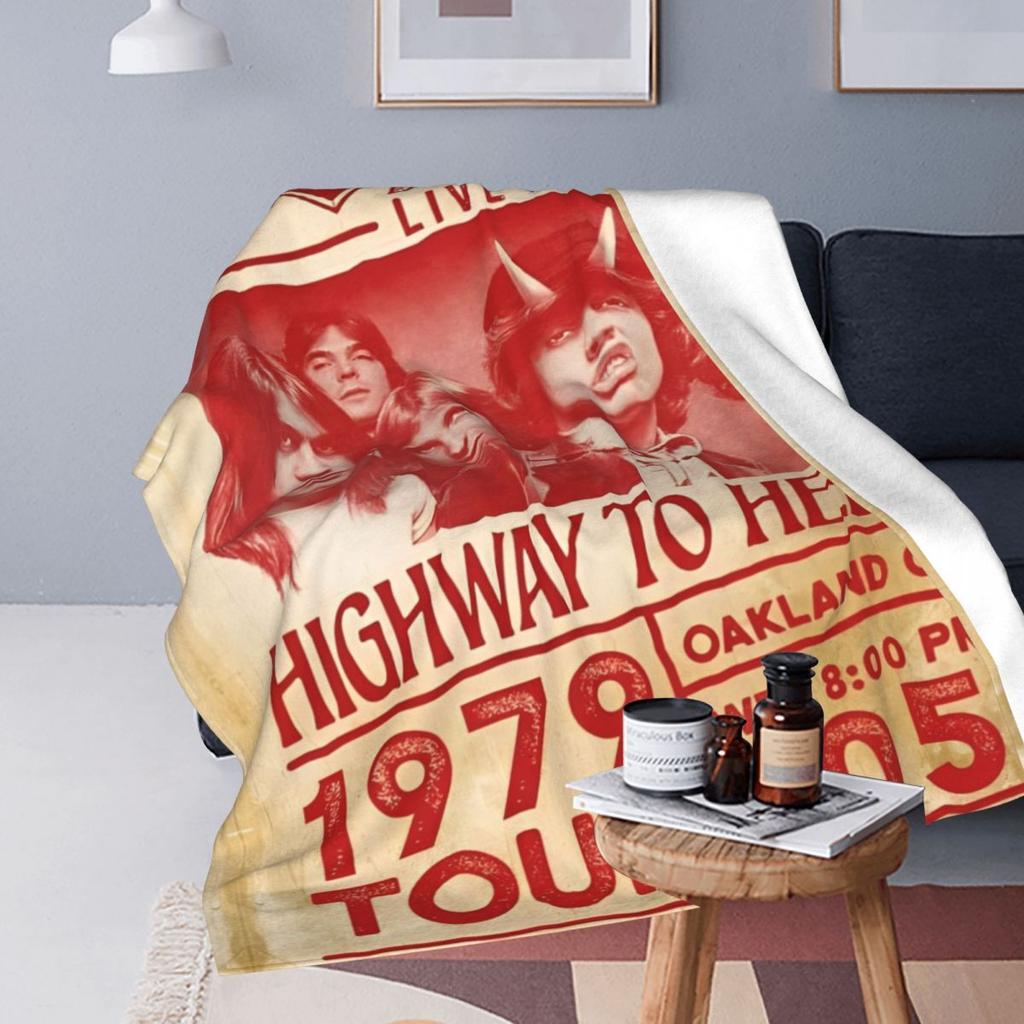 AC DC Rock Band Blankets Fleece Spring Autumn Multifunction Super Warm Throw Blanket for Home Office Bedding Throws