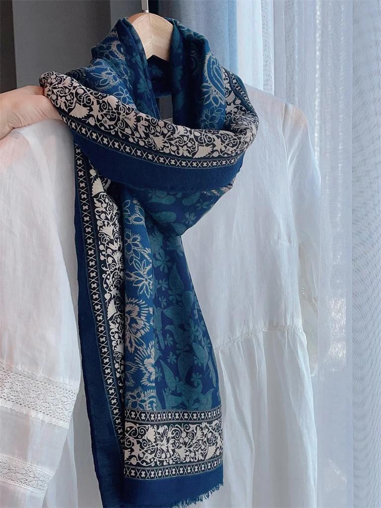 Winter Fashion Ombre Paisley Floral Fringe Viscose Shawl Scarf High Quality Wrap Pashmina Stole Bufandas Muslim Hijab 180*90Cm