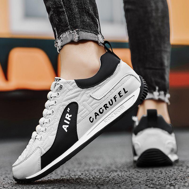 Sneakers men's autumn leather trend Forrest Gump shoes low-top slip-on casual shoes foreign trade contrast men's shoes