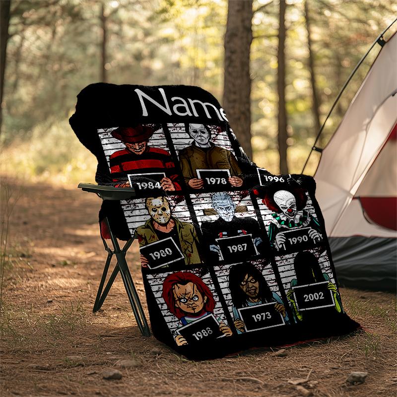 Personalized Custom Name Blanket - Horror movies Print Design,Blanket for Sofa,Bed,Travel,Camping - Soft and Warm, Great Gift