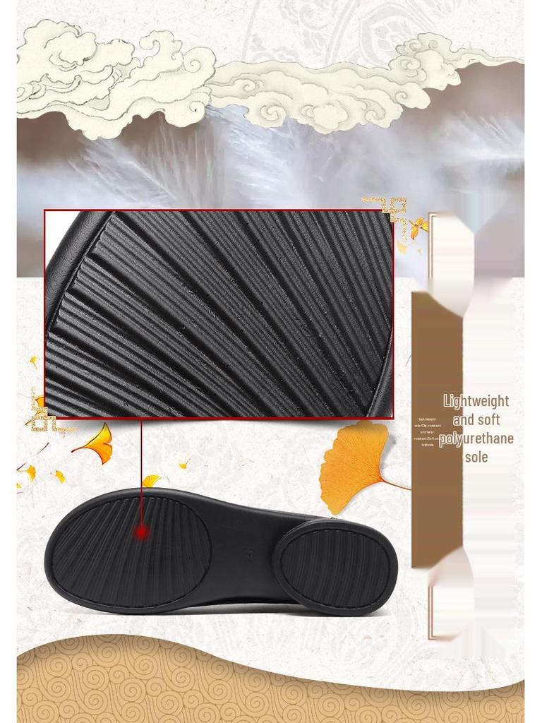 Damen-Slipper aus echtem Leder, niedrig geschnitten - Bequem, rutschfest, Übergröße, Herbststil, weiche Sohle, Mama-Design. Modell 801320.