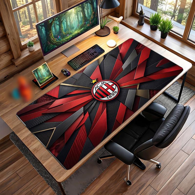 Tappetino per Mouse Grande Stampato AC Milan, Tappetino Morbido in Gomma Antiscivolo per Scrivania da Gioco per Ufficio Laptop Computer Decorazione