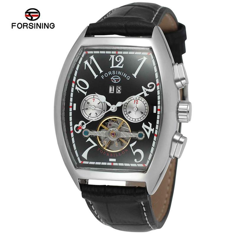 Fashion FORSINING Top Brand Tourbillon Mens Clock Military Army Sport Clock Male Luxury Automatic Mechanical Date Men Watch Gift