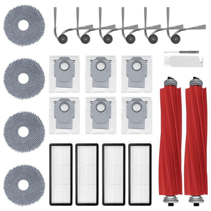 

A65T-QV 35A Accessories Kit(24Pcs) For Roborock QV 35A/QV 35S/QR 598/QR 798 Robot Vacuum Replacement Brush Mop Cloth Pads Filter