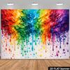 Arazzo da Parete 2D con Pittura a Goccia Arcobaleno, Sfondo Astratto Colorato con Arte Fluida per Arredamento Domestico