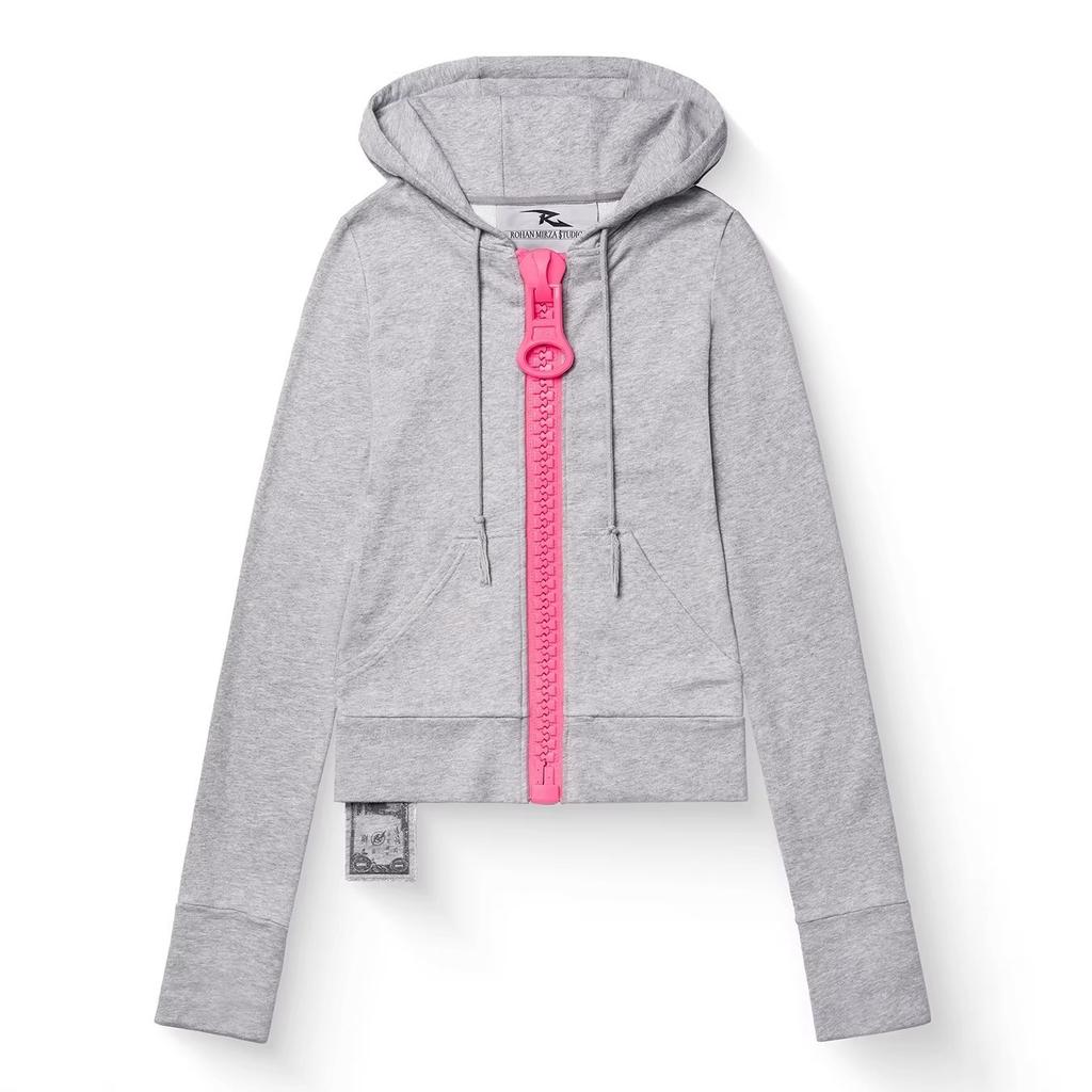 European and American wholesale contrasting colors, large zipper hooded sweater, simple and loose personality, men's and women's coats, cardigans and