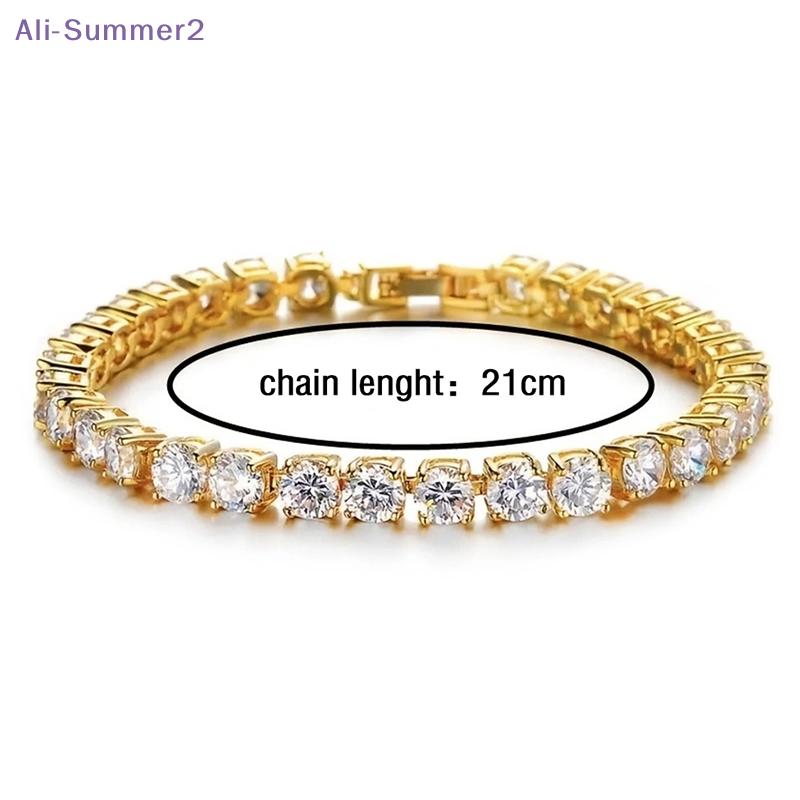 {Summer2} {Summer2} Hiphop Tennis Bracelet 3mm Cubic Zirconia Mens Crystal Link Chain On The Hand Streetwear Jewelry