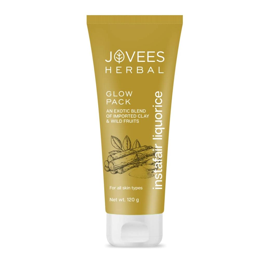 Jovees Herbal Insta Fair Glow Face Pack 120g | Clay Mask For Brightening, Blackhead Removal, Pore Cleansing And Radiant Skin | Hydrating Face Care