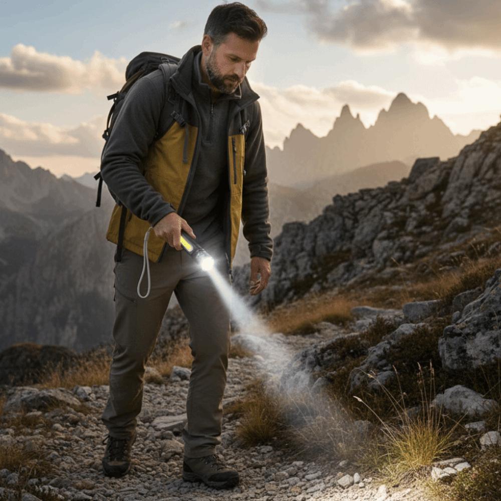 Magnet Bottom Portable LED Flashlight Red Light Handheld Mini Camping Lamp Long Lasting Side Light Emergency Lighting Home