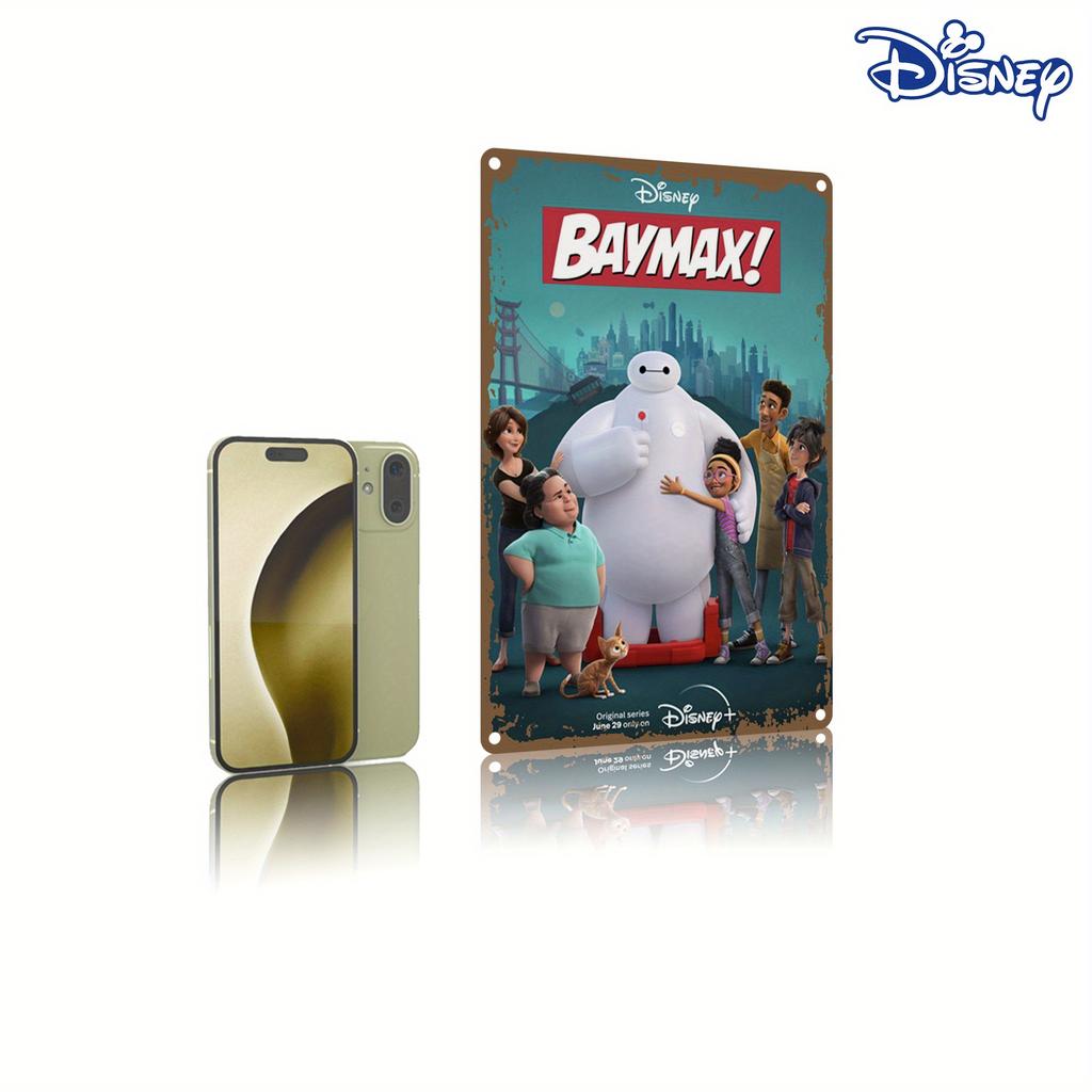 1pc Disney Baymax & Friends Metal Tin Sign - 20.32x30.48 cm Colorful Animated Adventure Art Wall Decor, Durable Iron Motivationa