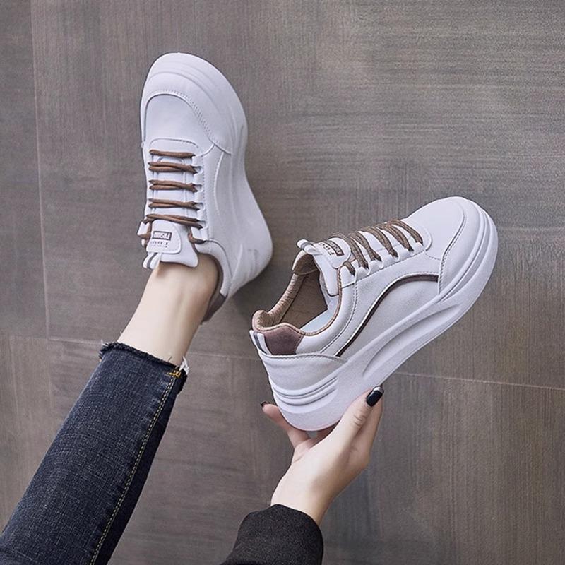 Fashion Women's Shoes Little White Shoes Women's 2025 Spring New Versatile Soft Leather Board Shoes Breathable Muffin Bottom Sports Casual Shoes