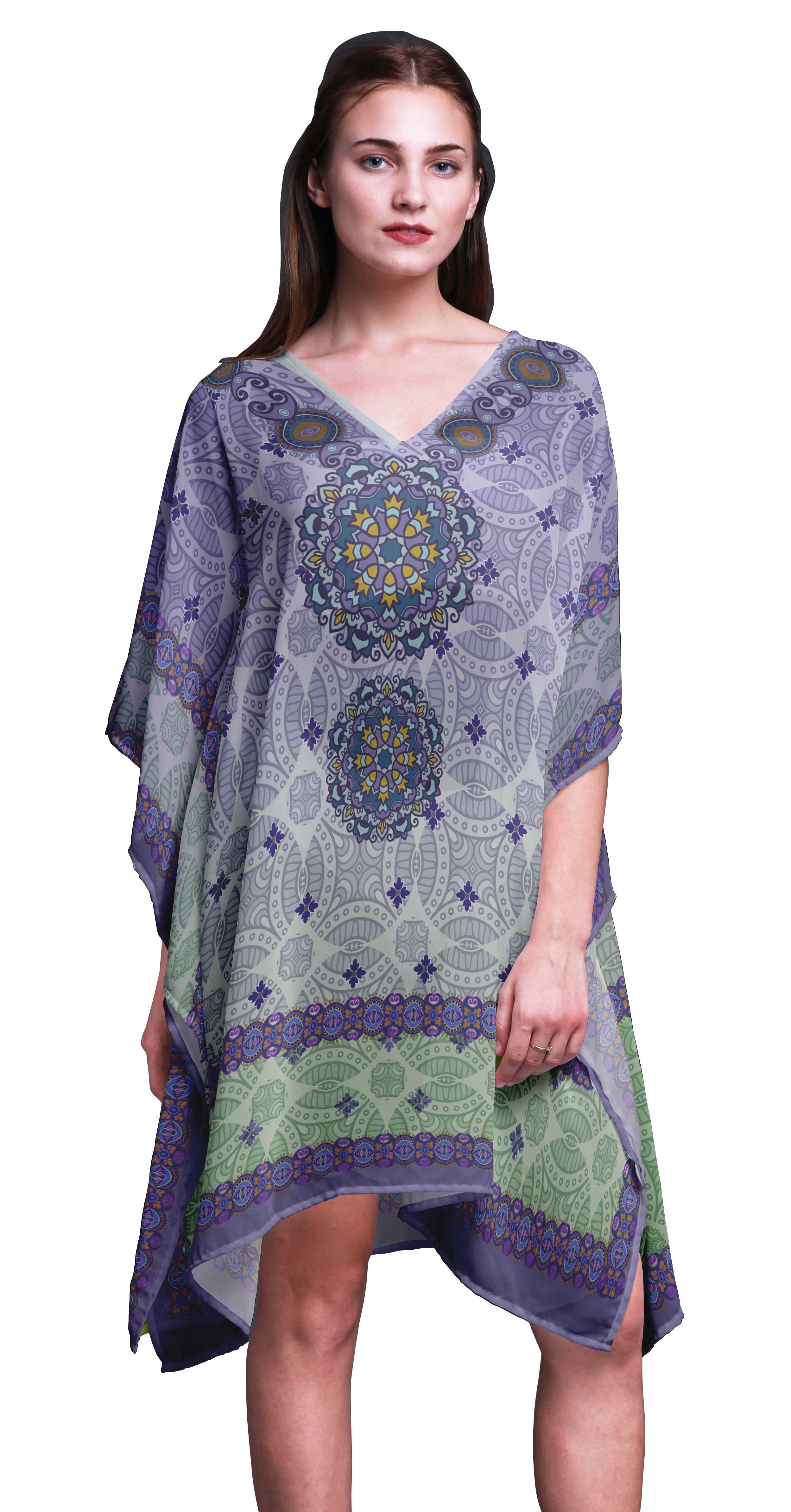 

Phagun Жіноча коротка пляжна кафтан, пляжна сукня-бікіні Coverup Midi Dress-4X-5X XL-3X середній синього кольору