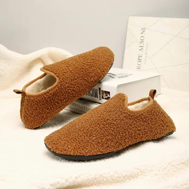 Winter Men Shoes Casual House Shoes for Men 2025 Outdoor Warm Cotton Shoes for Women Antiskid Indoor Plush Slippers Ankle Shoe