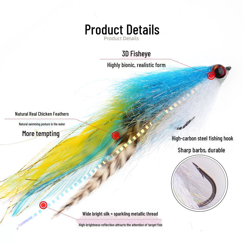 Vibrant Feathered Streamer Fly Fishing Lure with 3D Eyes & Natural Chicken Feathers