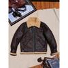 Vintage B3 Sheepskin Leather Jacket for Men Winter Thick Bomber Coat with Faux Fur Lining