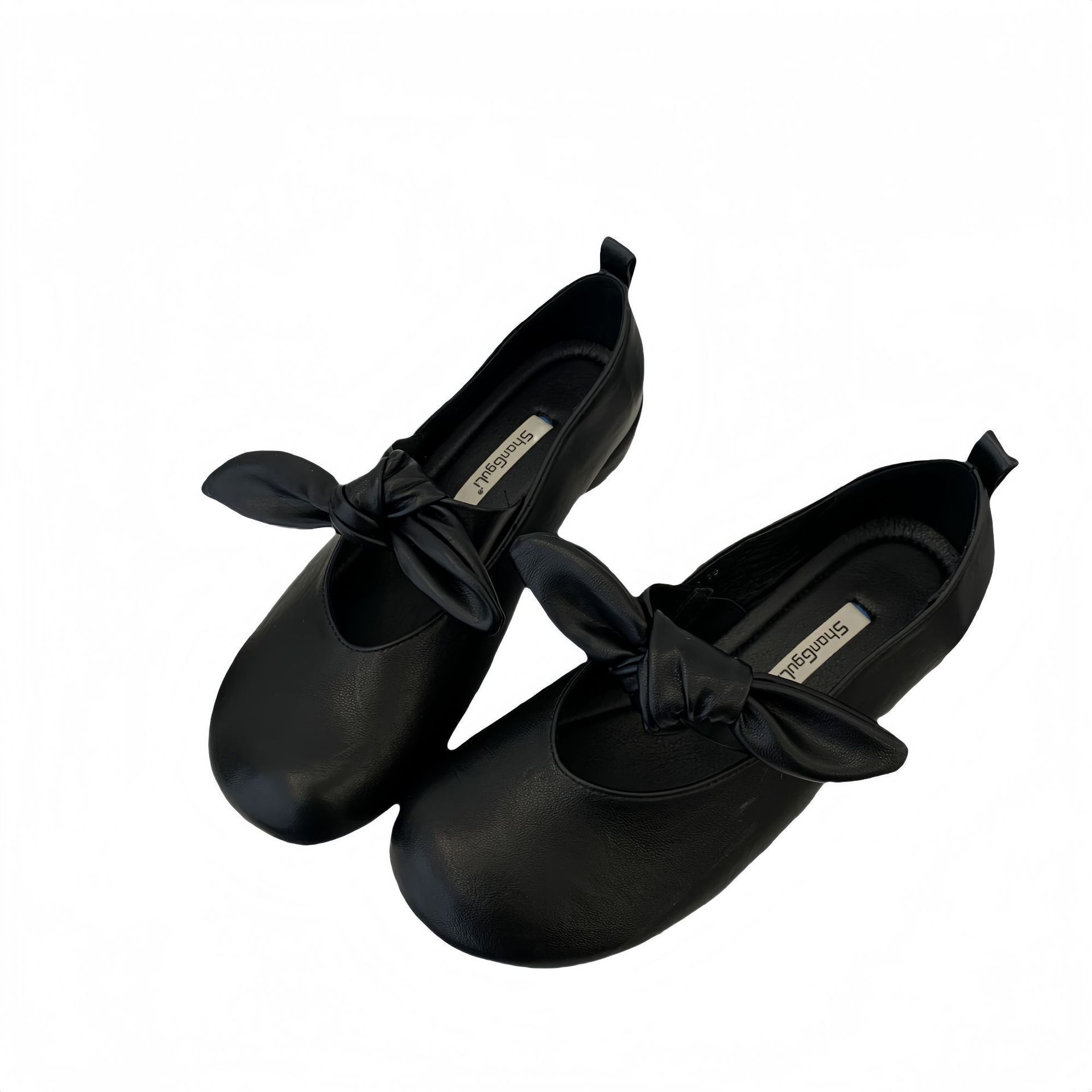 Xiaoxiangfeng Mary Jane Shallow Mouth Flat Shoes Women S Bow Strap Round Head Ballet Shoes 35