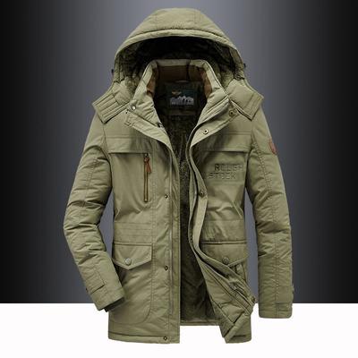 Padded-on Men's Clothing Middle-aged Outdoor Thickened Warm Padded Jacket Winter Large Size Loose Velvet Padded Jacket Medium and Long Jacket Men