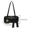 Women Casual Tote Handbag with Star Pendant Fashion Shoulder Purse Solid Color Bow Underarm Handbag Girls Outdoor Daily Bag