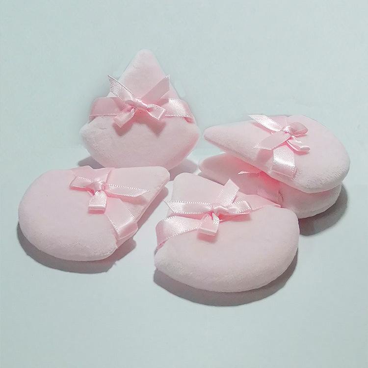2Pcs/Set Bow Decoration Soft Face Powder Puff Triangle Makeup Puff Cosmetic Foundation Sponge Makeup Tool For Loose Powder Setting Puff